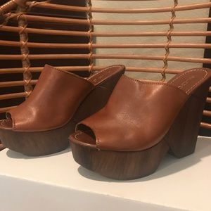 Brown leather wedges from Aldo